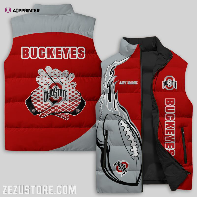 ohio state buckeyes ncaa sleeveless puffer jacket custom for fans gifts