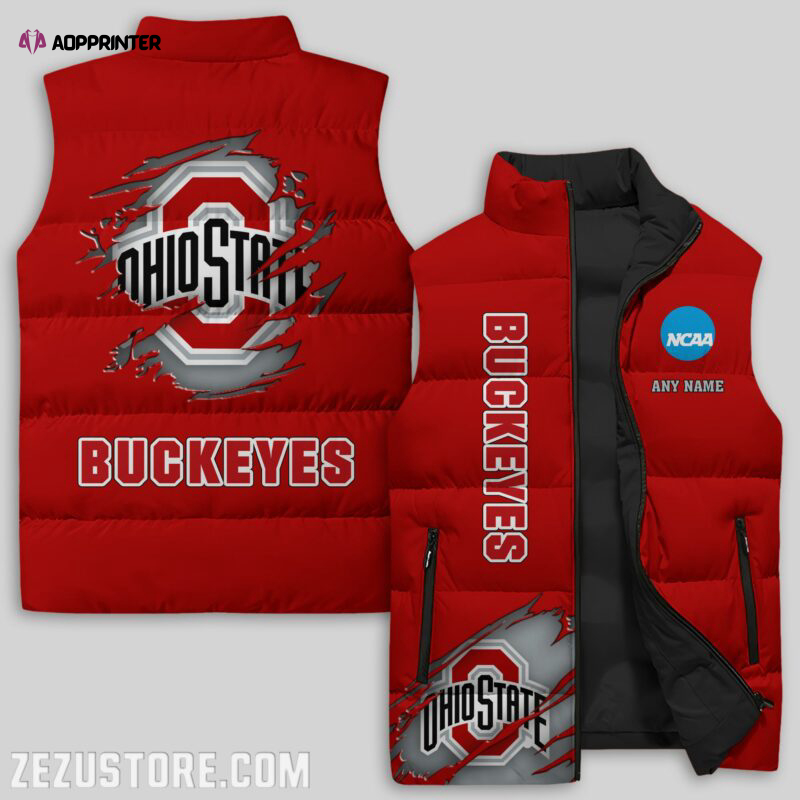 ohio state buckeyes ncaa sleeveless puffer jacket custom for fans spj1750