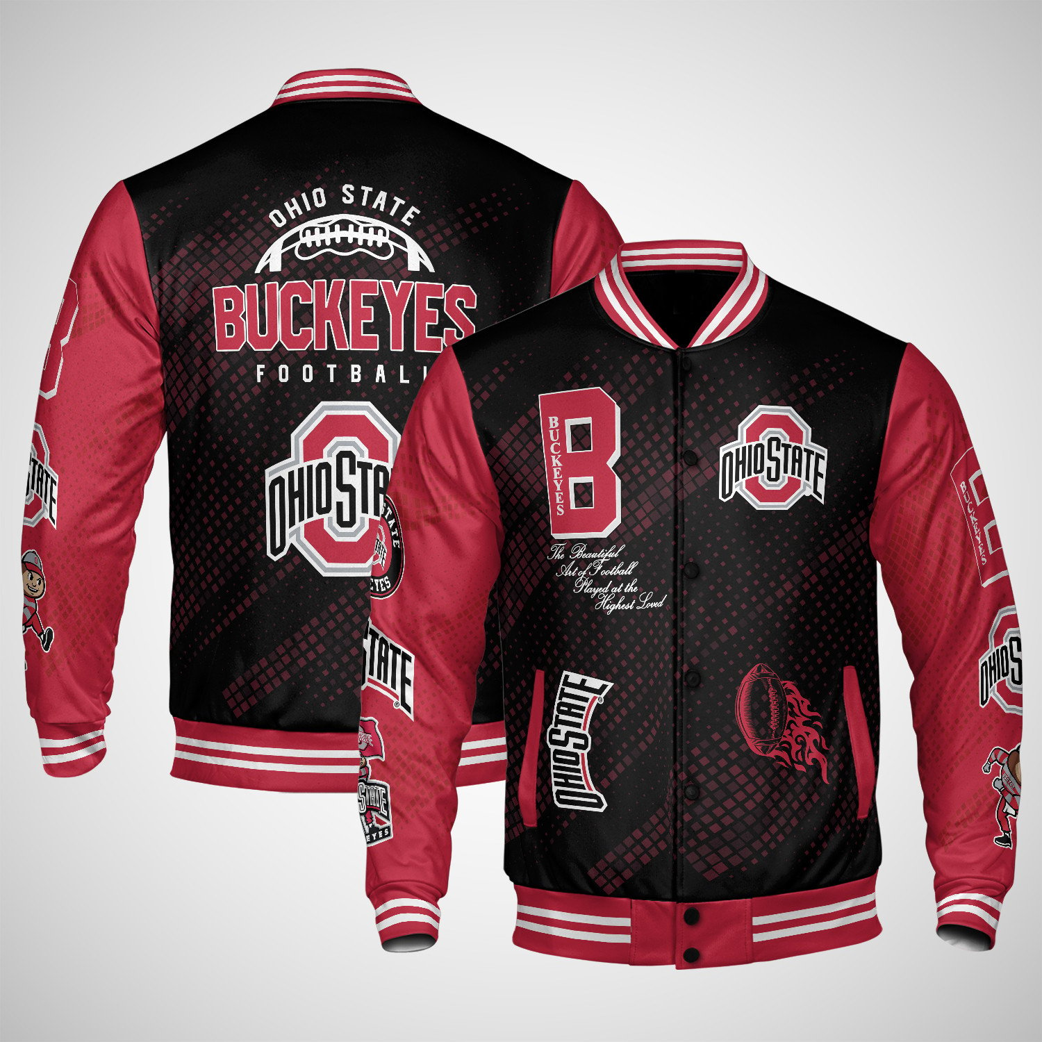 ohio state buckeyes varsity jacket baseball jacket all over print wf dlcuu