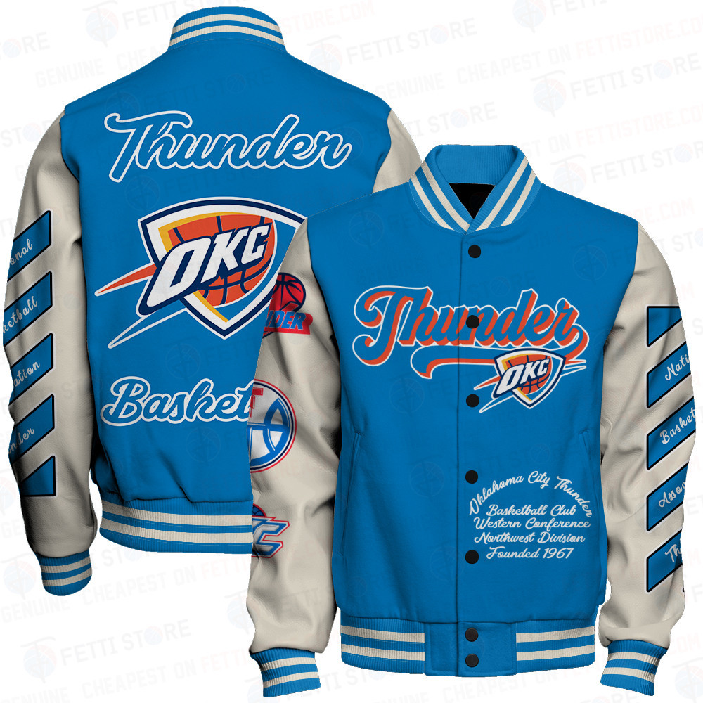 oklahoma city thunder nba baseball varsity jacket baseball jacket all over print sfat v14 btcqv