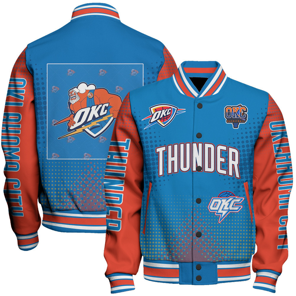 oklahoma city thunder nba baseball varsity jacket baseball jacket all over print stm v18 5slgf