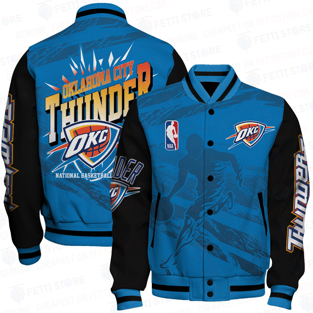 oklahoma city thunder nba print baseball varsity jacket baseball jacket all over print sfat v27 6drar