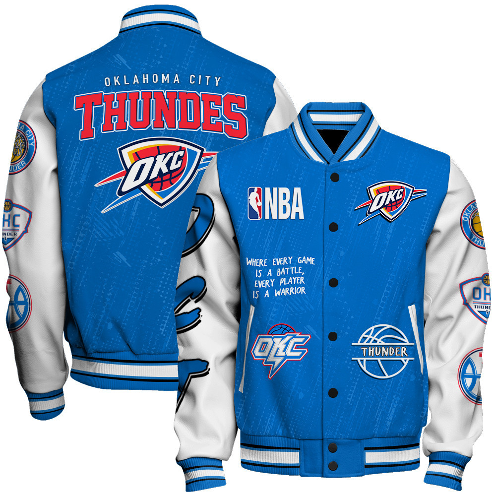 oklahoma city thunder team logo nba 2024 baseball varsity jacket baseball jacket all over print sfat v13 styxa