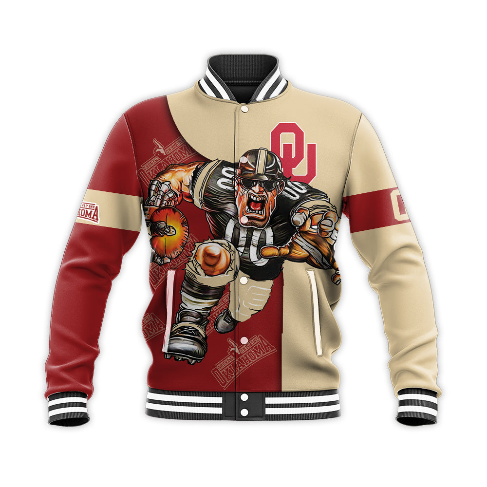 oklahoma sooners baseball jacket button up zipper hooded all over print football go on gift for fans ncaa idak2