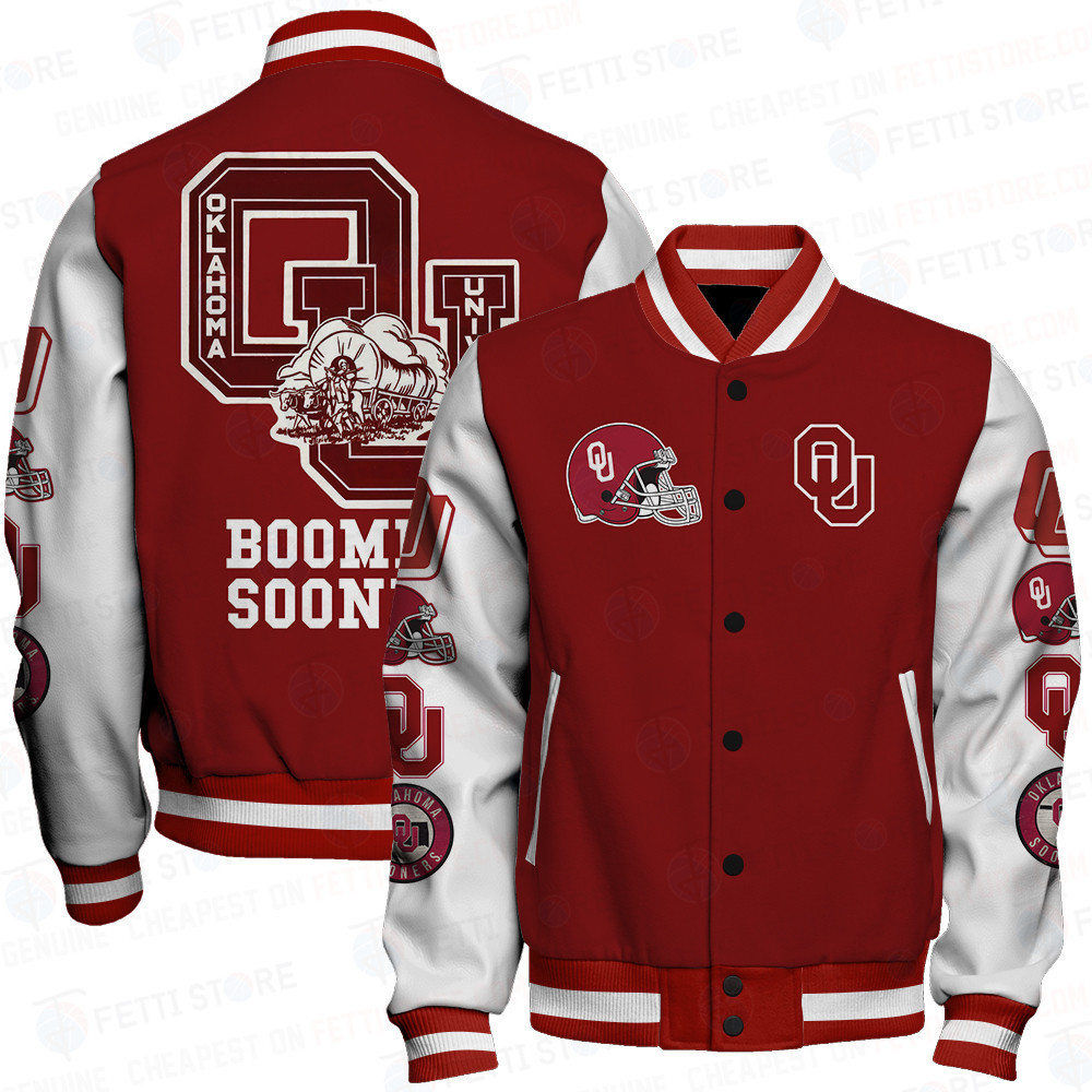 oklahoma sooners ncaa football baseball varsity jacket baseball jacket all over print stm lp853