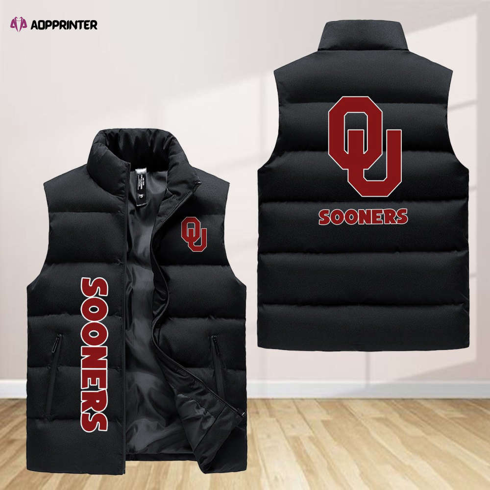 oklahoma sooners sleeveless puffer jacket custom for fans spj0456