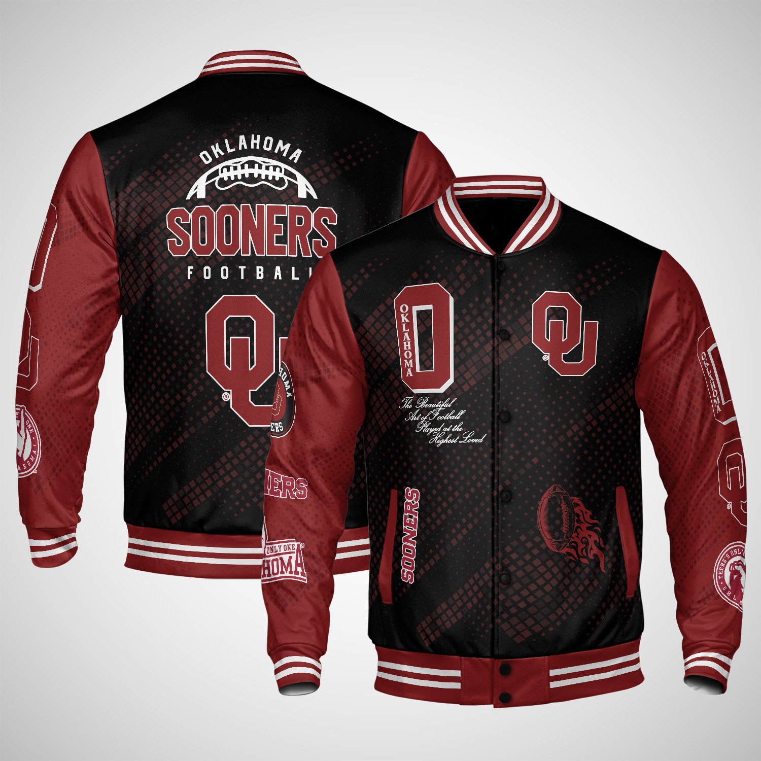 oklahoma sooners varsity jacket baseball jacket all over print wf lm9zz