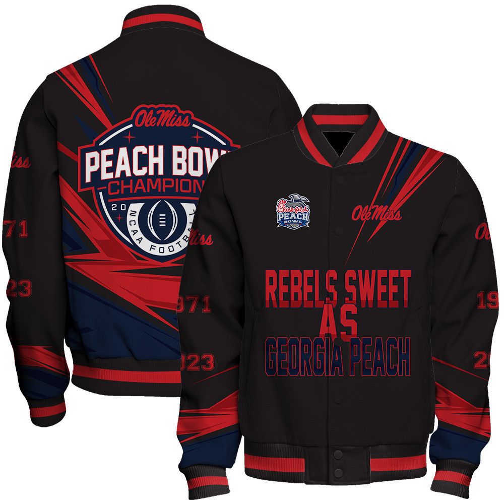 ole miss rebels ncaa 2023 peach bowl rebels sweet as georgia peach print baseball varsity jacket baseball jacket all over print cs40u