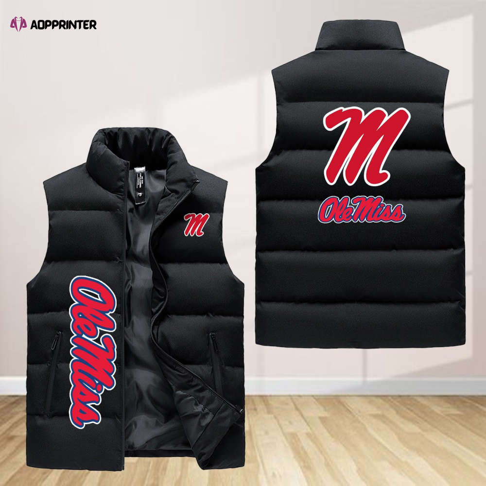 ole miss rebels sleeveless puffer jacket custom for fans spj0471