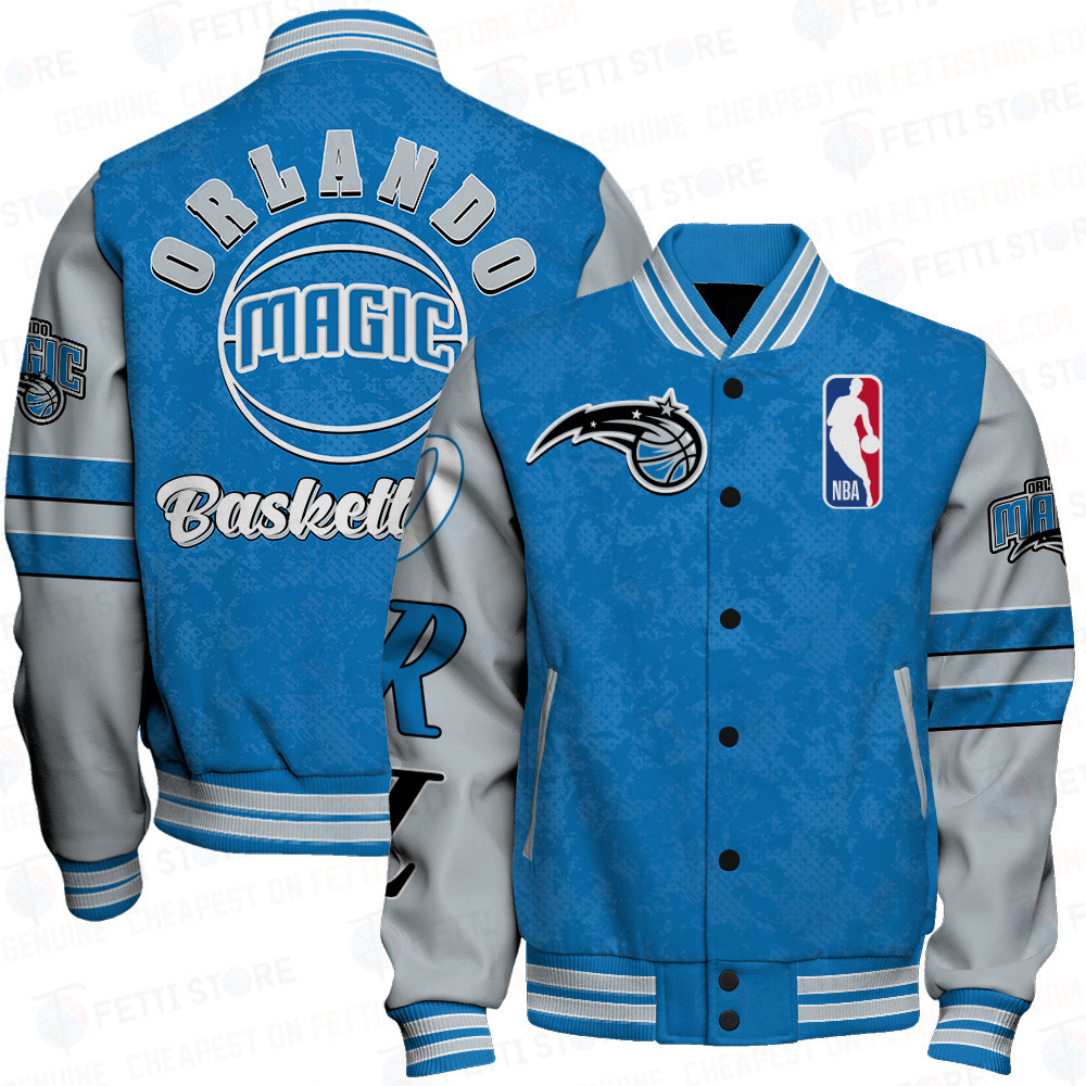 orlando magic team logo sport pattern modern baseball varsity jacket baseball jacket all over print uhvqr