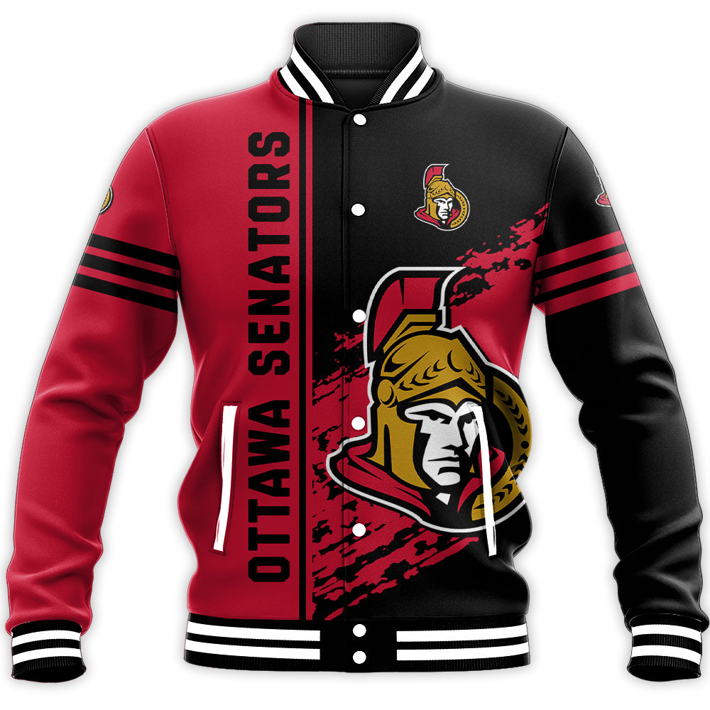 ottawa senators baseball jacket button up zipper hooded all over print quarter style nhl 0nql4