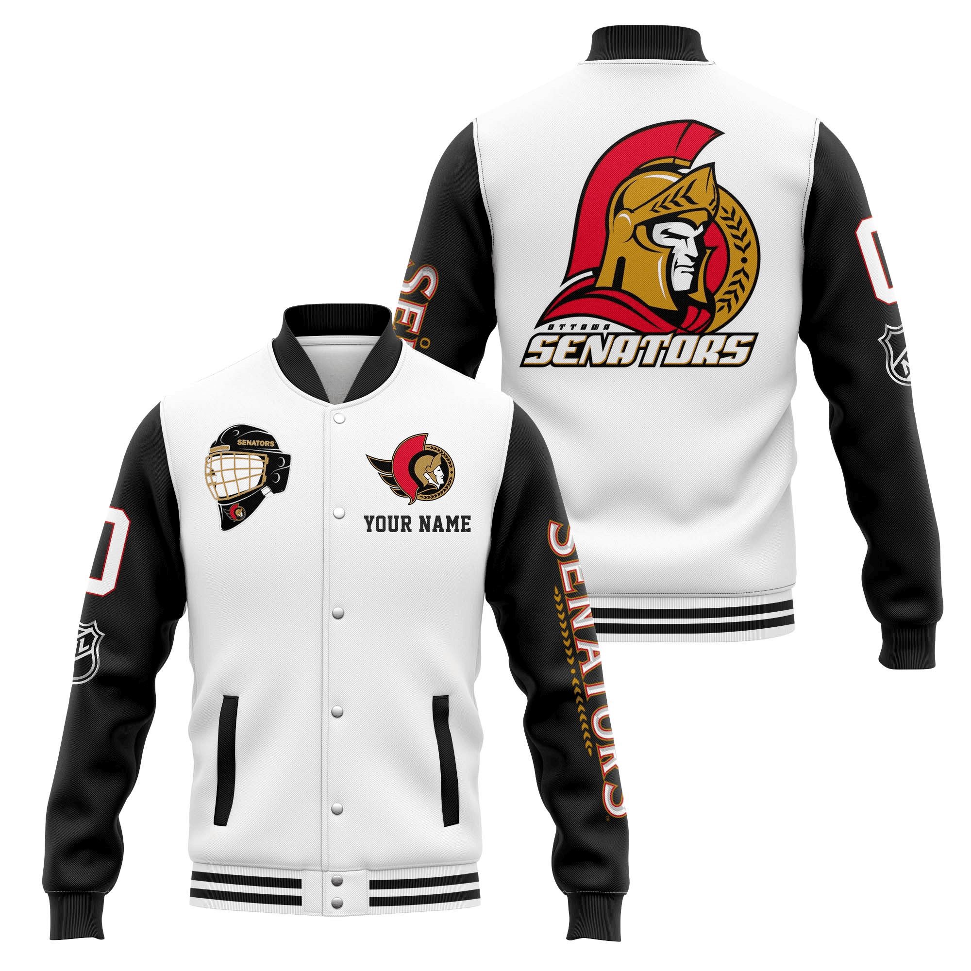 ottawa senators custom name and number nhl baseball baseball varsity jacket baseball jacket all over print eubfm