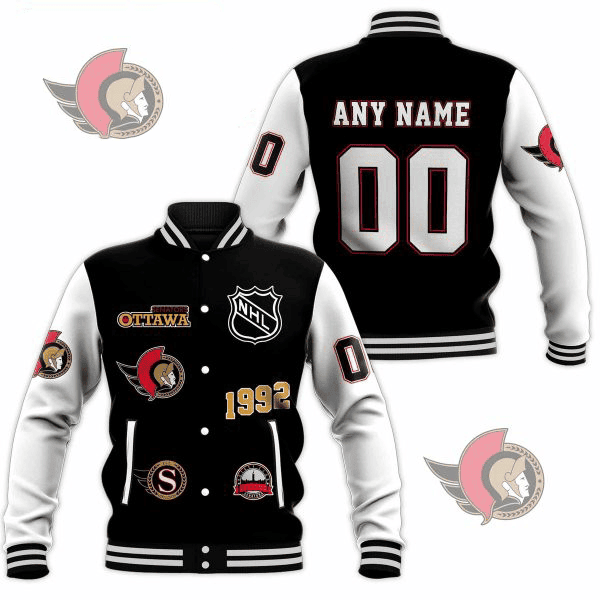 ottawa senators nhl custom name and number baseball varsity jacket baseball jacket all over print bupoa