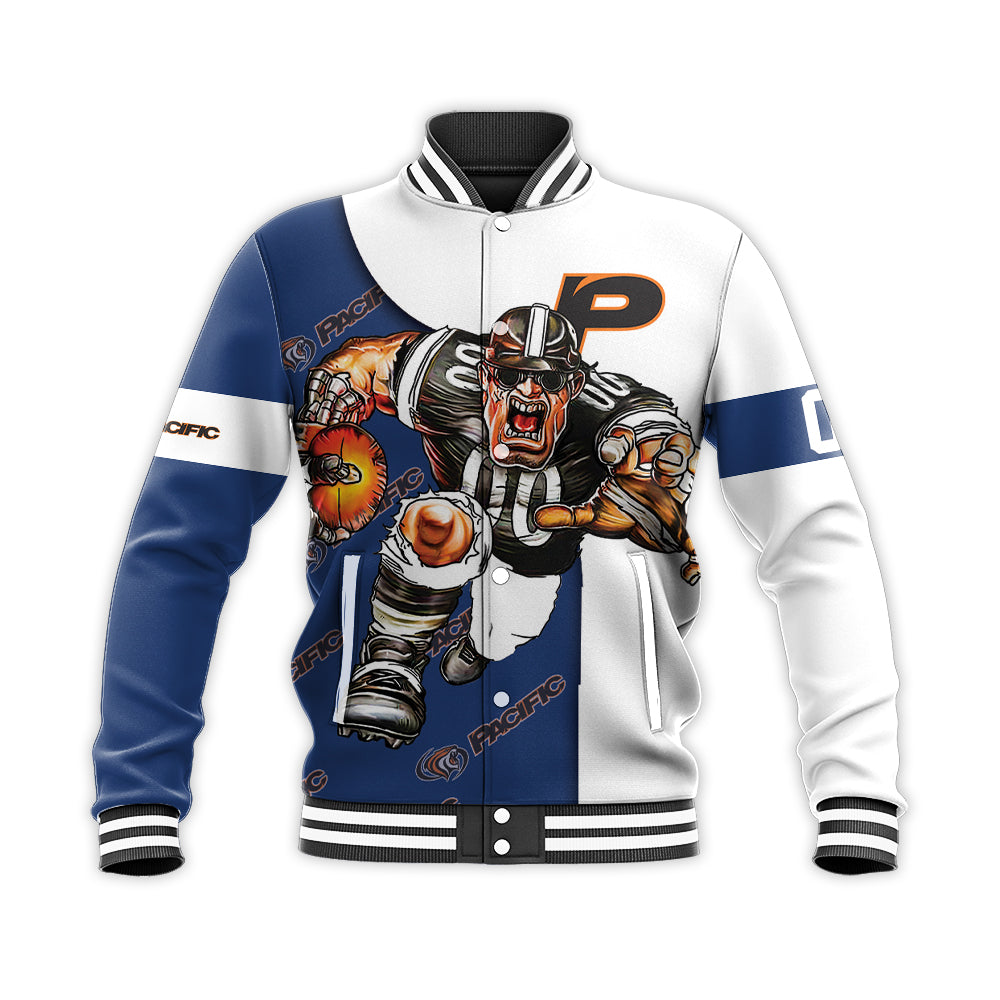 pacific tigers baseball jacket button up zipper hooded all over print football go on gift for fans ncaa j4y4o