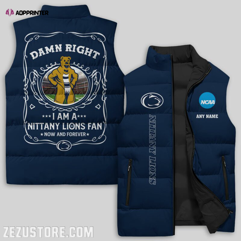 penn state nittany lions ncaa sleeveless puffer jacket custom for fans gifts