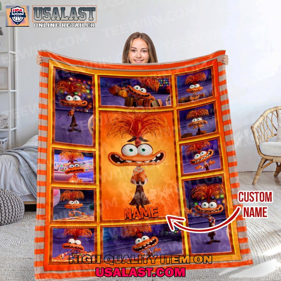 personalized anxiety inside out 2 movie fleece blanket 1 Atphe