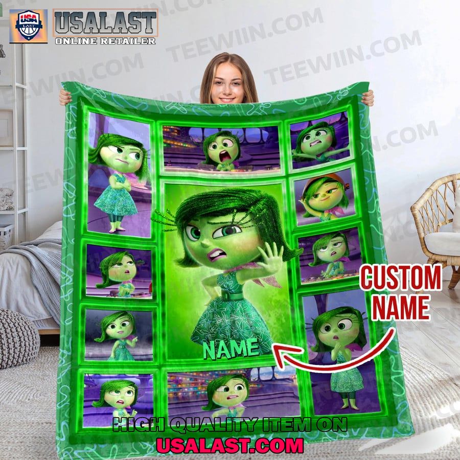 personalized disgust inside out 2 movie fleece blanket 1 4hmt8