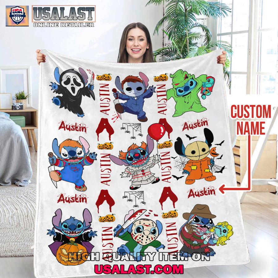 personalized horror movies disney characters halloween fleece blanket 1 ARn4P