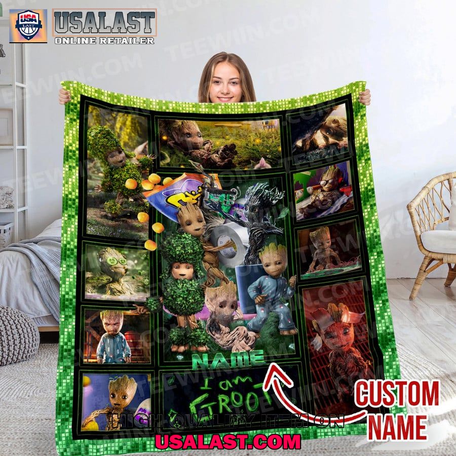 personalized i am groot high quality fleece blanket 1 x2Fjc