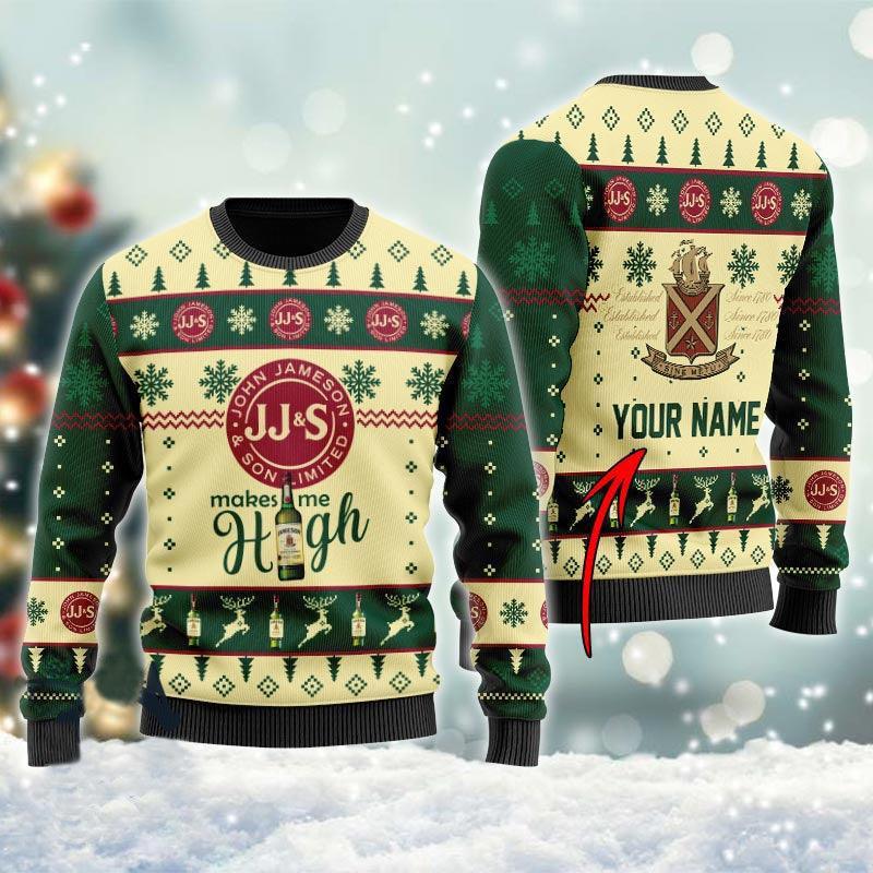 personalized jameson makes me high christmas ugly sweater flexiquor com 35665847943447copy