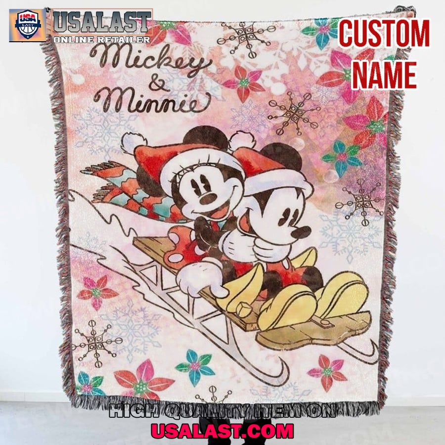 personalized mickey and minnie skiing quilt blanket 1 qT5tp