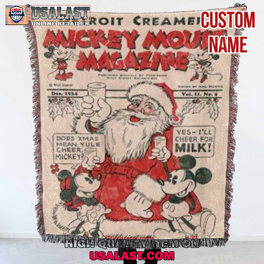 personalized mickey and santa claus merry christmas quilt blanket 1 lMFz2