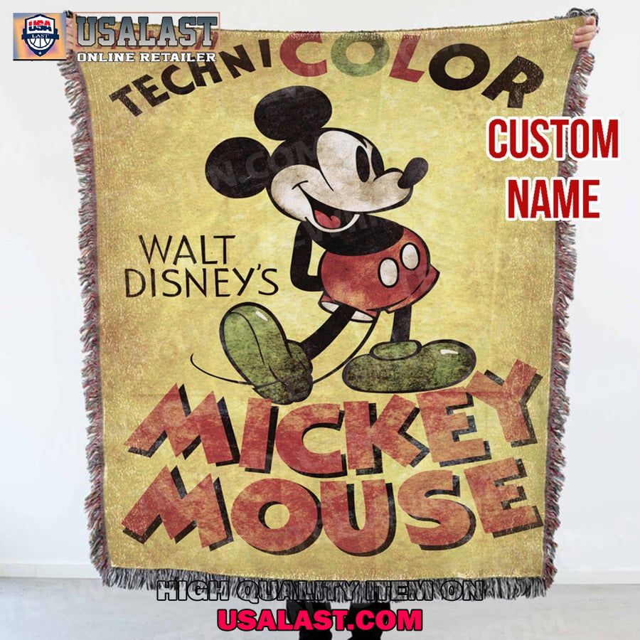 personalized name mickey mouse technicolor walt disneys quilt blanket 1 r0PhW