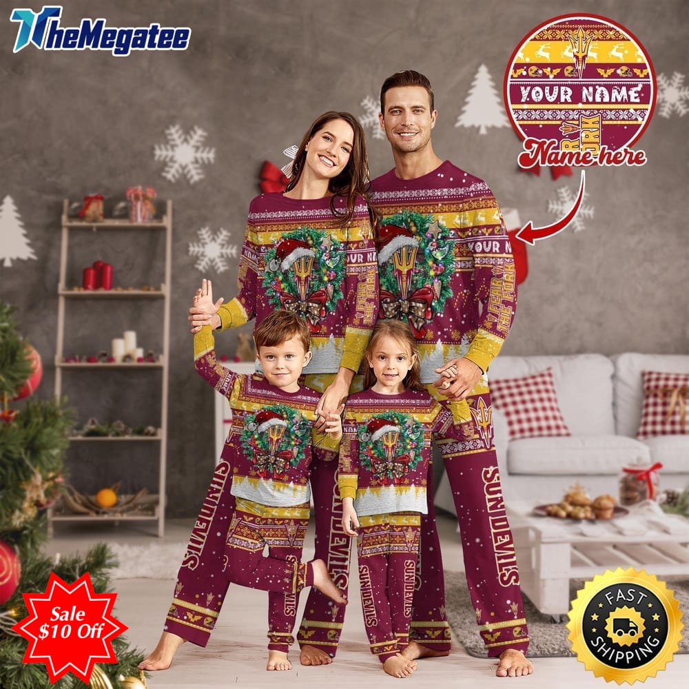 personalized ncaa arizona state sun devils pajamas christmas pajamas for sports fan