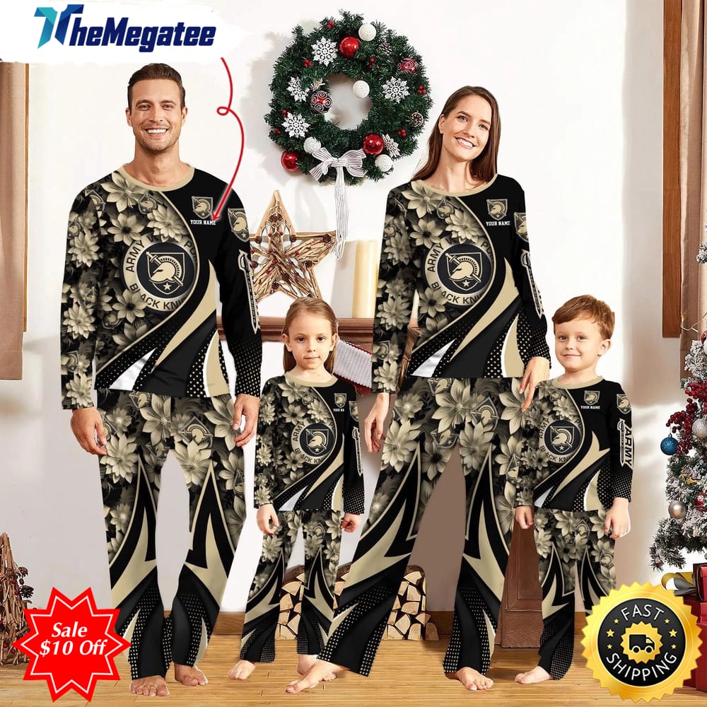 personalized ncaa army black knights pajamas flower for sport family