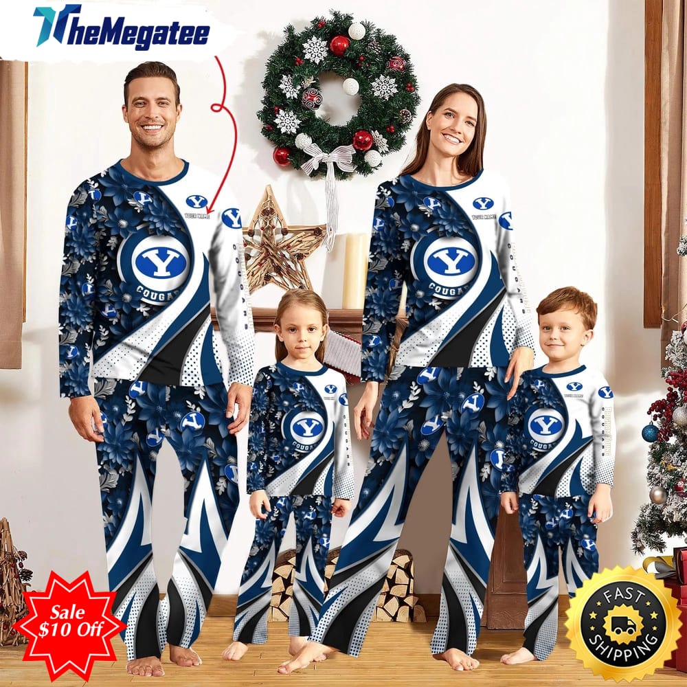 personalized ncaa byu cougars pajamas flower for sport family