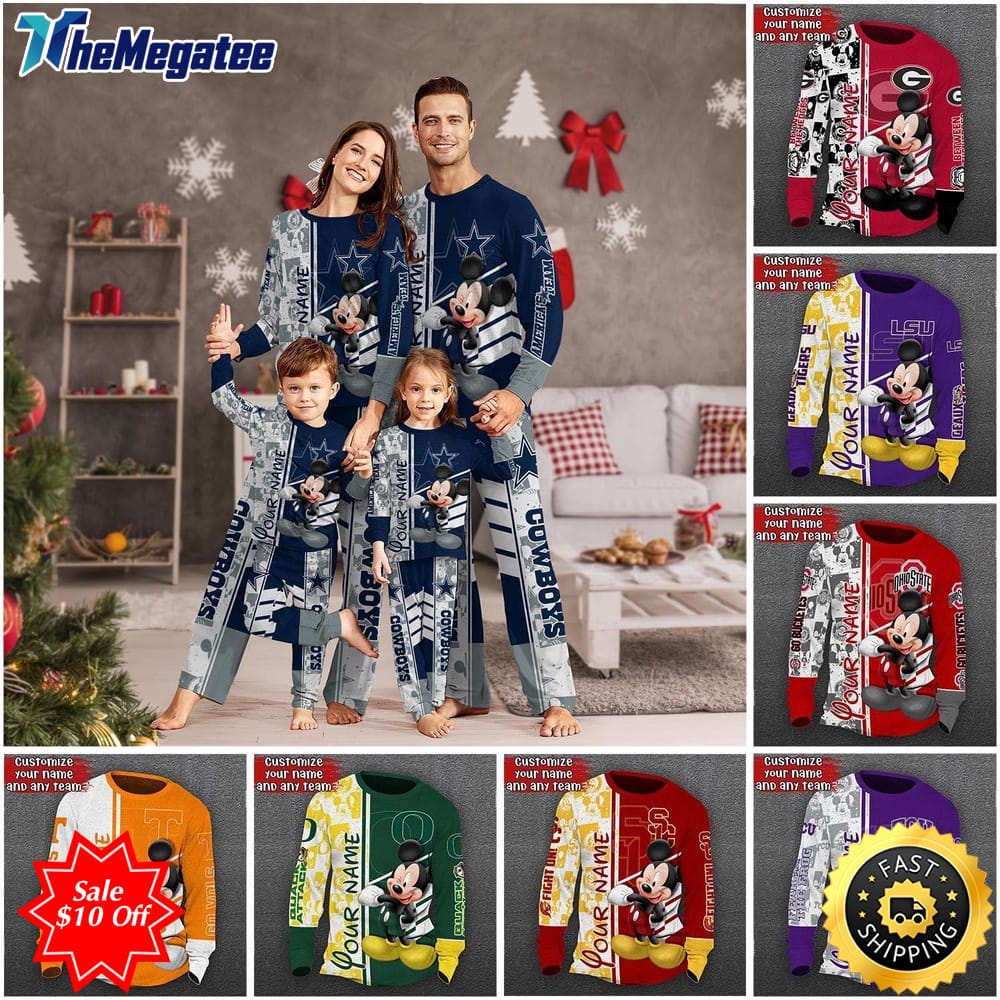 personalized ncaa customized pajamas mickey mouse for family