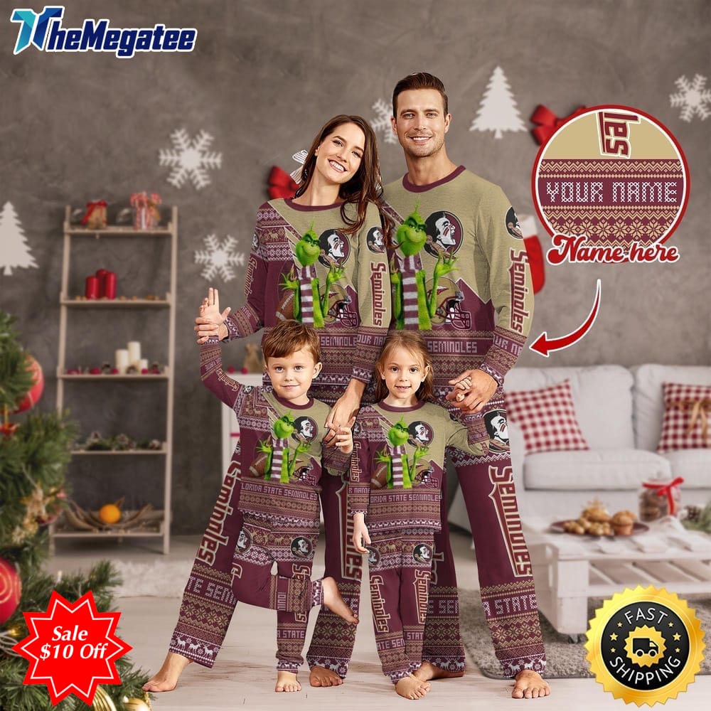 personalized ncaa florida state seminoles pajamas xmas for sport family