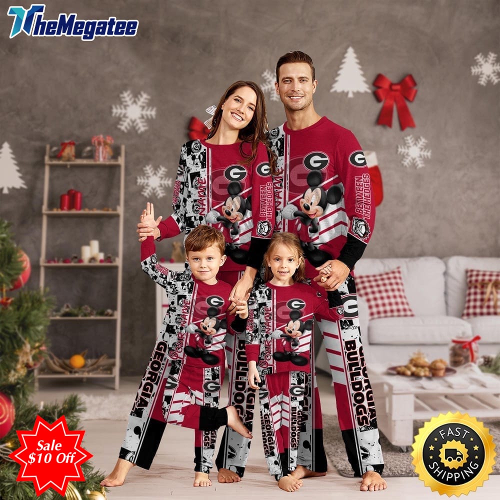 personalized ncaa georgia bulldogs pajamas mickey mouse for family