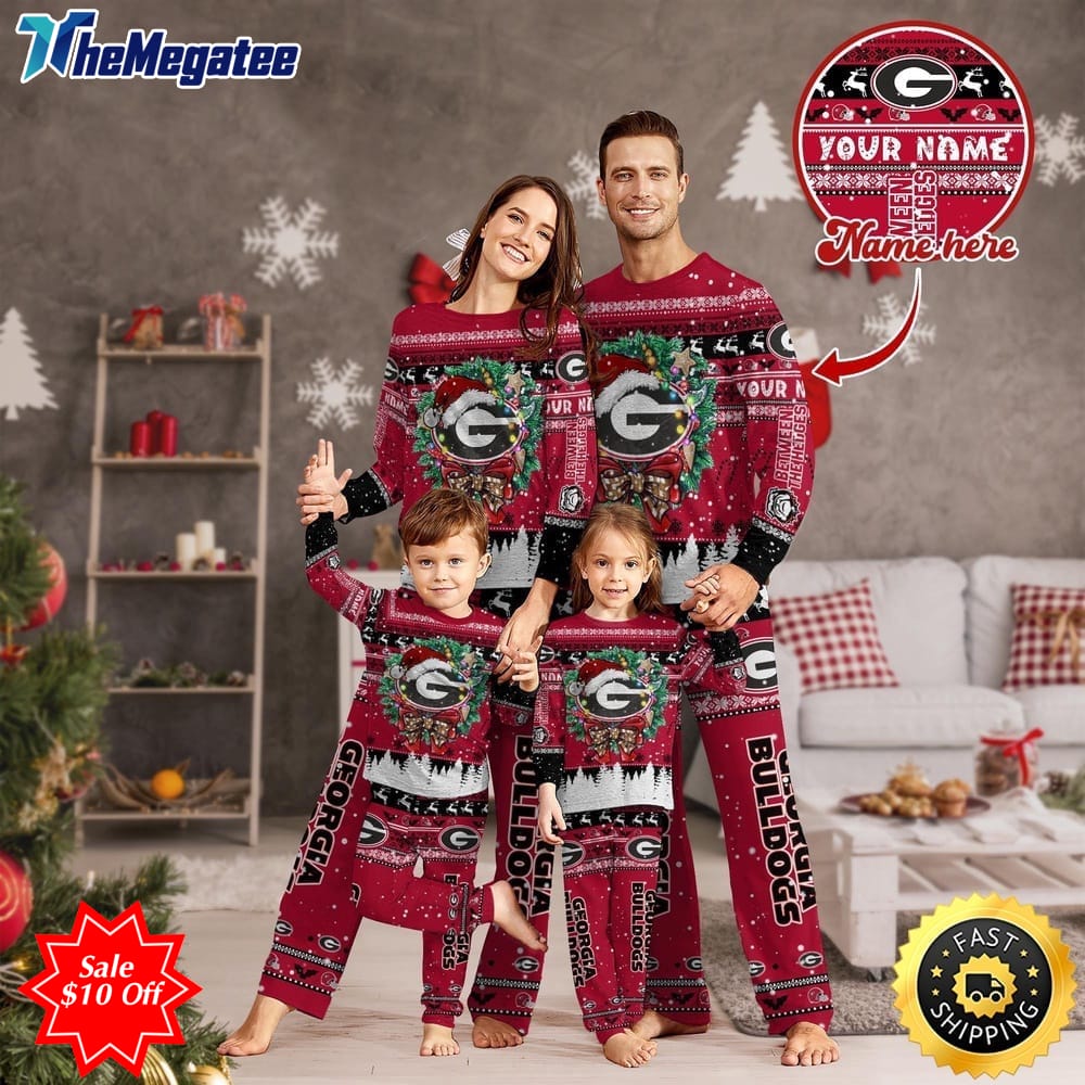 personalized ncaa georgia bulldogs pajamas xmas for sports fan