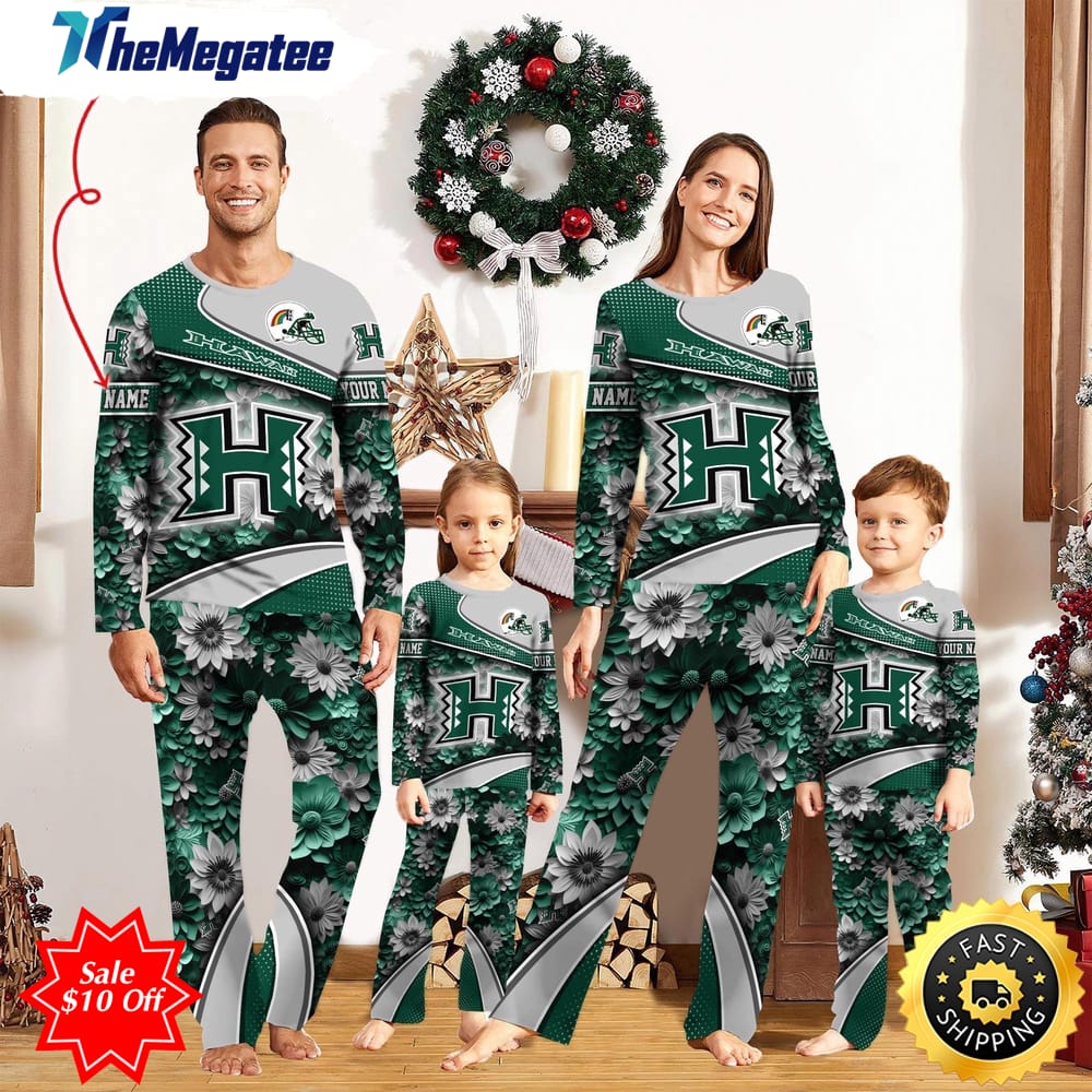 personalized ncaa hawaii rainbow warriors pajamas for family pajamas sport fans