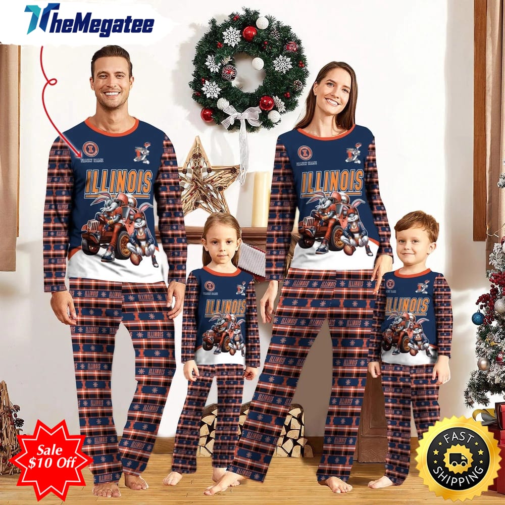 personalized ncaa illinois fighting illini pajamas for family