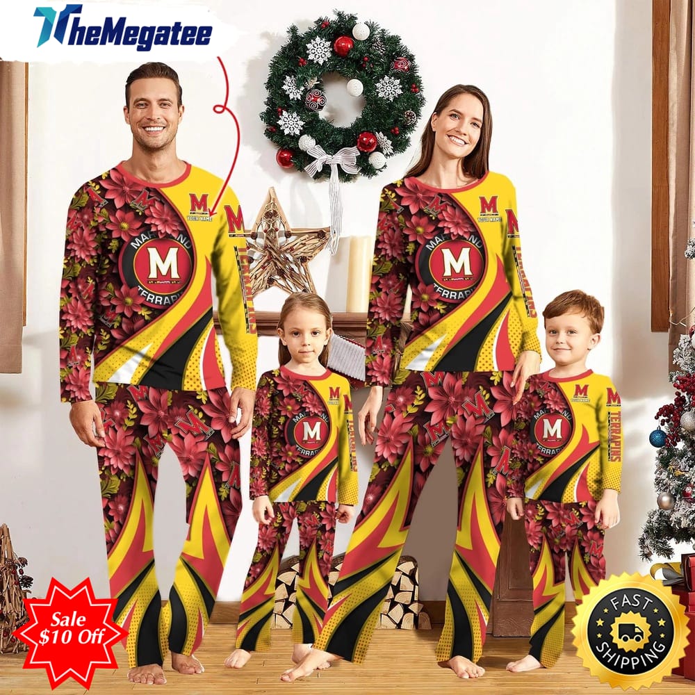 personalized ncaa maryland terrapins pajamas flower for sport family