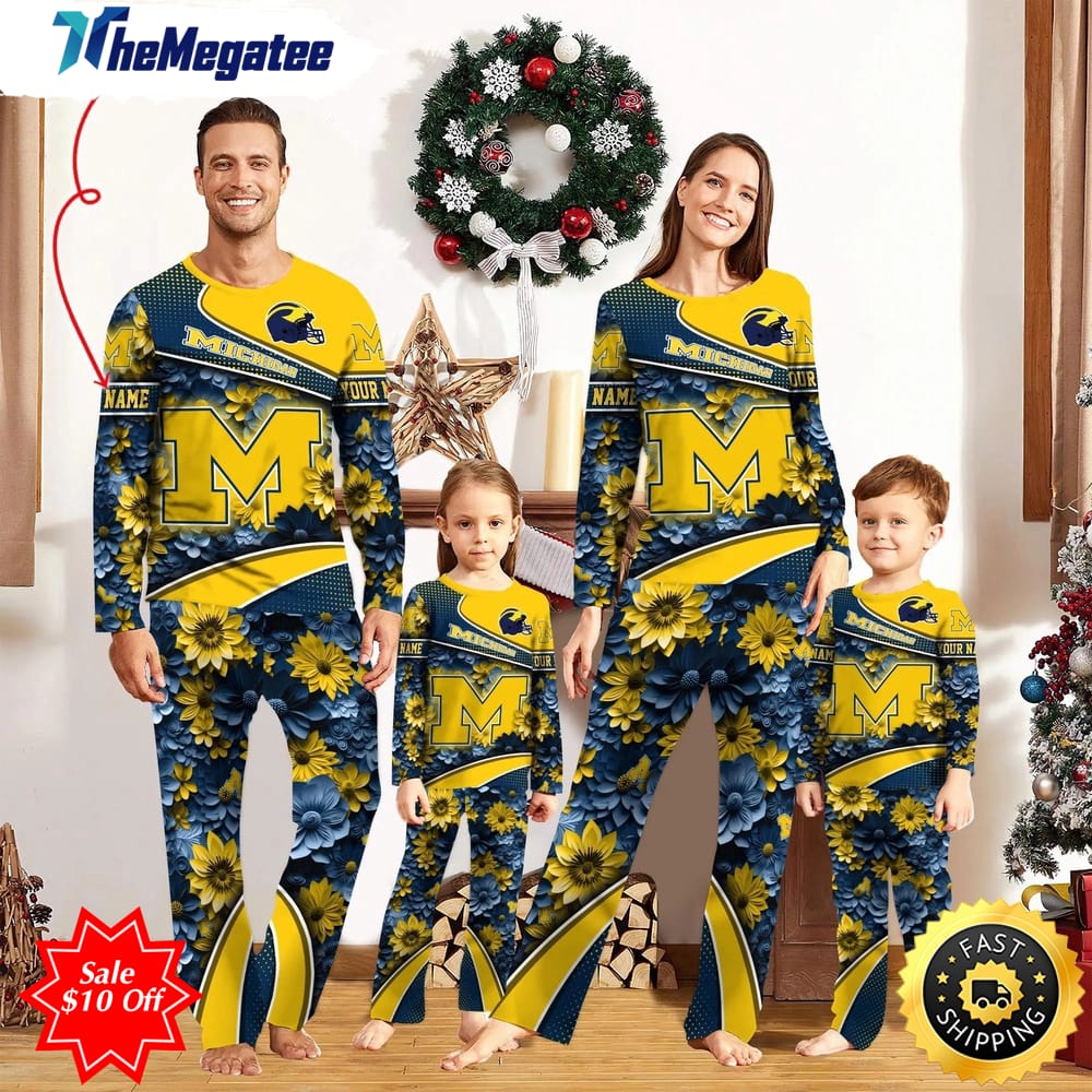 personalized ncaa michigan wolverines pajamas for family pajamas sport fans