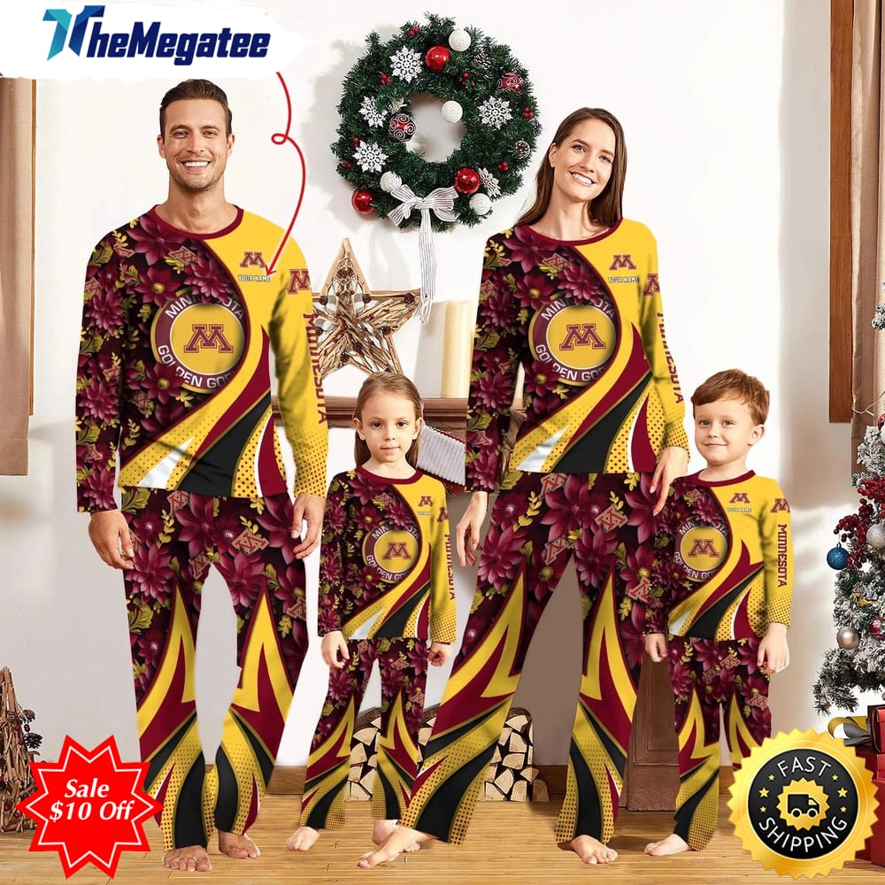 personalized ncaa minnesota golden gophers pajamas flower for sport family