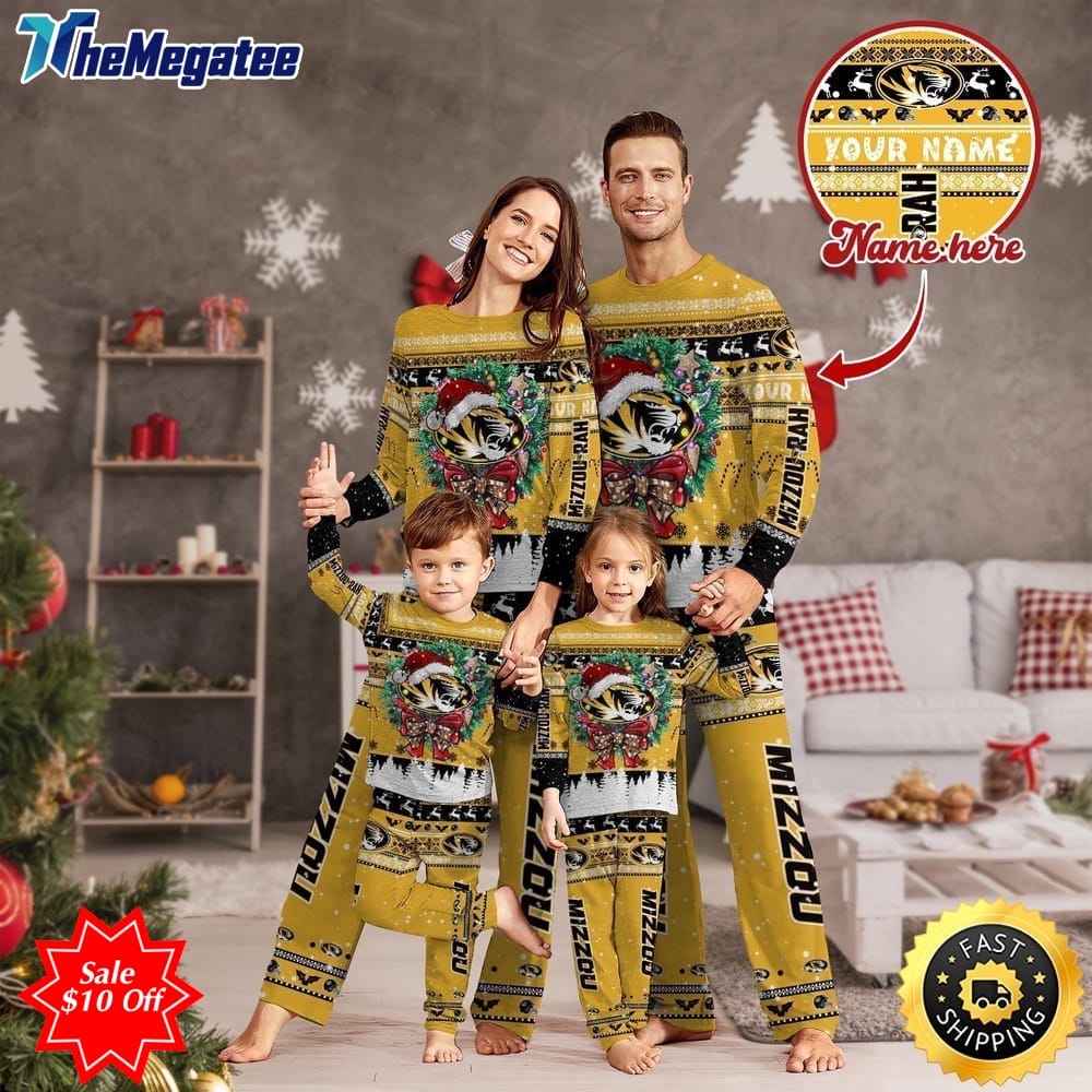 personalized ncaa missouri tigers pajamas christmas pajamas for sports fan