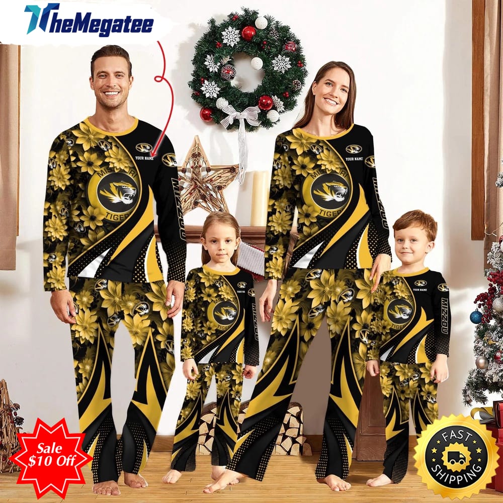 personalized ncaa missouri tigers pajamas flower for sport family