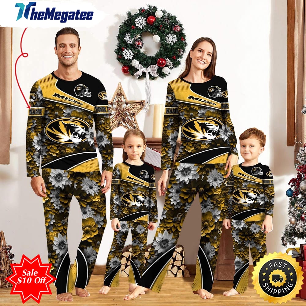 personalized ncaa missouri tigers pajamas for family pajamas sport fans