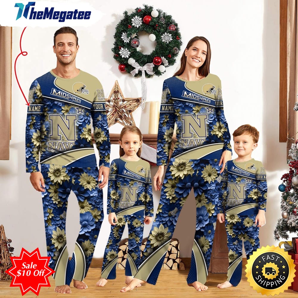 personalized ncaa navy midshipmen pajamas for family pajamas sport fans