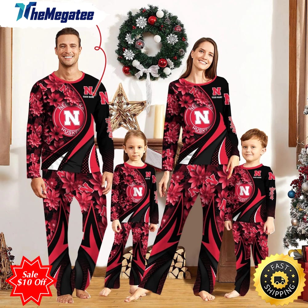 personalized ncaa nebraska cornhuskers pajamas flower for sport family