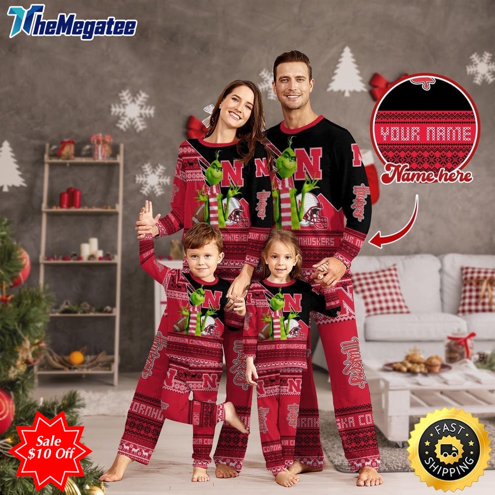 personalized ncaa nebraska cornhuskers pajamas xmas for sport family