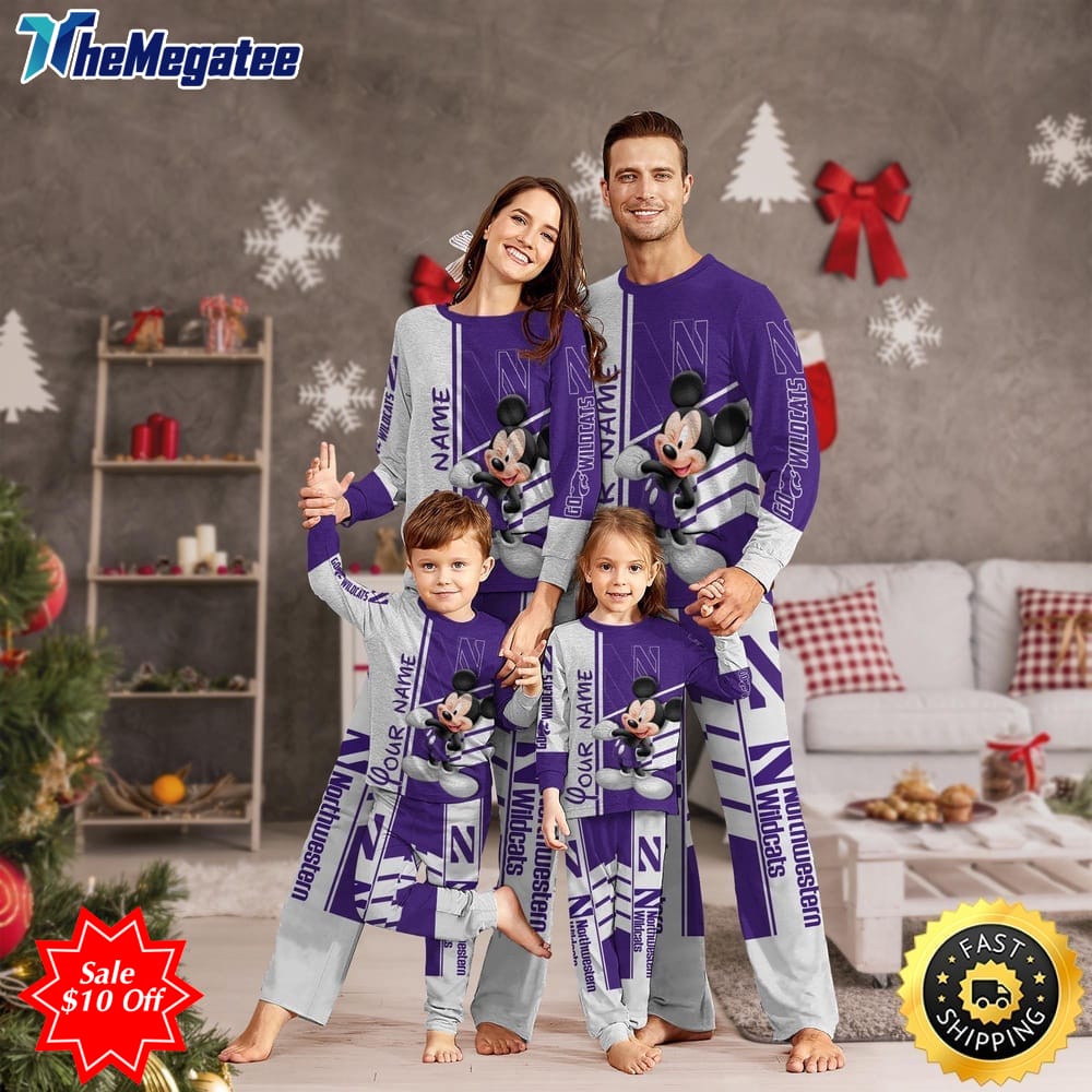 personalized ncaa northwestern wildcats pajamas mickey mouse for family