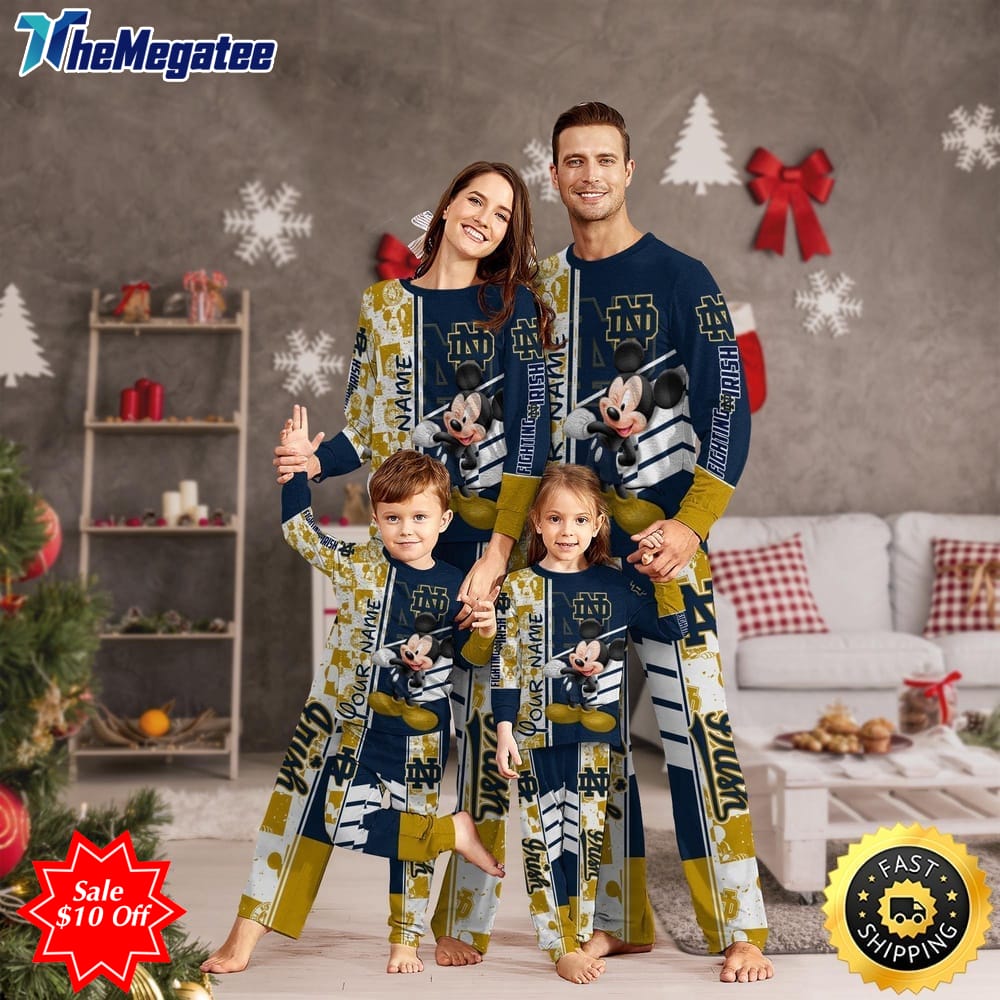 personalized ncaa notre dame fighting irish pajamas mickey mouse for family