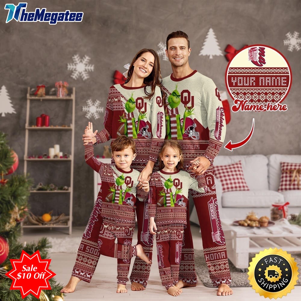 personalized ncaa oklahoma sooners pajamas xmas for sport family