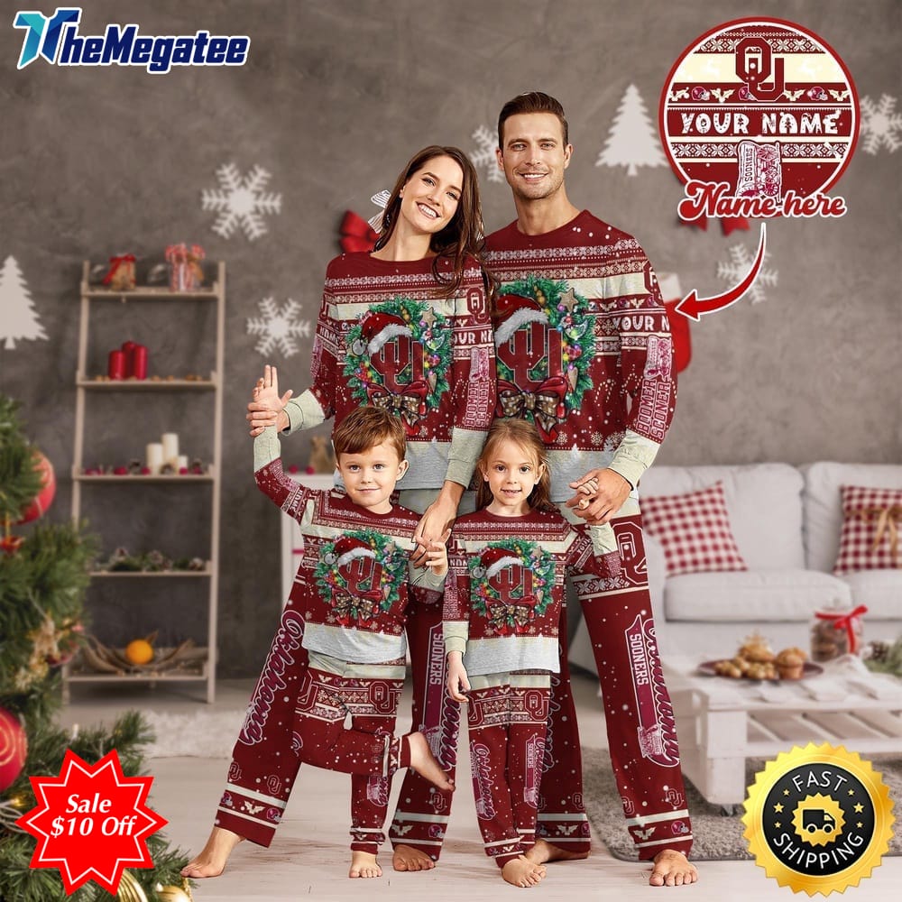 personalized ncaa oklahoma sooners pajamas xmas for sports fan