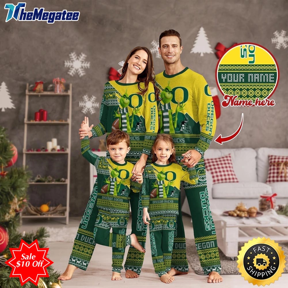 personalized ncaa oregon ducks pajamas xmas for sport family